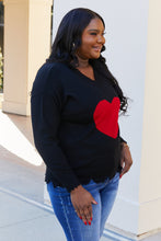 Load image into Gallery viewer, CY Fashion Full Size Heart Hem Detail Drop Shoulder Top