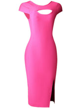 Load image into Gallery viewer, Cutout Rhinestone Open Back Slit Midi Dress