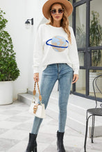 Load image into Gallery viewer, Earth Graphic Round Neck Dropped Shoulder Sweater