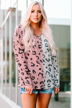 Load image into Gallery viewer, Leopard Color Block Waffle-Knit Henley Top