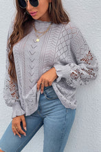 Load image into Gallery viewer, Spliced Lace Crochet Sleeve Sweater