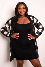 Load image into Gallery viewer, Heimish Full Size Plaid Open Front Dropped Shoulder Top