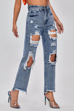 Load image into Gallery viewer, Frayed Hem Distressed Straight Leg Jeans