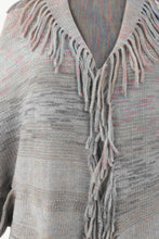 Load image into Gallery viewer, Heathered Open Front Fringed Poncho
