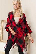 Load image into Gallery viewer, Justin Taylor Plaid Fringe Trim Poncho