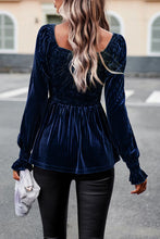 Load image into Gallery viewer, Smocked Square Neck Long Sleeve Blouse