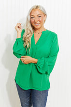 Load image into Gallery viewer, Doe & Rae Making Memories Full Size Pleated Balloon Sleeve Blouse