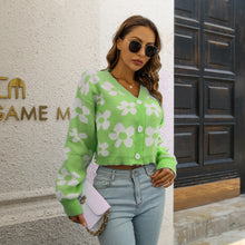Load image into Gallery viewer, Floral Button Down Cropped Cardigan