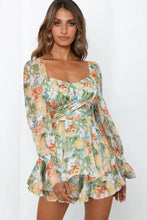 Load image into Gallery viewer, Floral Sweetheart Neck Flounce Sleeve Romper