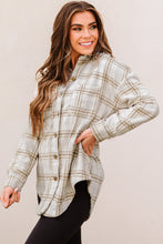 Load image into Gallery viewer, Plaid Curved Hem Dropped Shoulder Longline Shirt Jacket