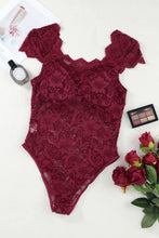 Load image into Gallery viewer, Ruched Sweetheart Neck Lace Bodysuit