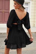 Load image into Gallery viewer, Tie-Back Ruffled Hem Square Neck Mini Dress