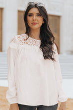 Load image into Gallery viewer, Round Neck Spliced Lace Blouse