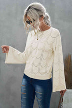 Load image into Gallery viewer, Openwork Flare Sleeve Pullover Sweater