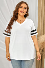 Load image into Gallery viewer, Plus Size Double-Striped Sleeve Tee