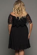 Load image into Gallery viewer, Plus Size Tassel Tie Spliced Lace Off-Shoulder Dress
