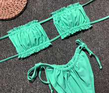 Load image into Gallery viewer, Frill Trim Ruched Bikini Set