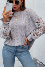 Load image into Gallery viewer, Spliced Lace Crochet Sleeve Sweater