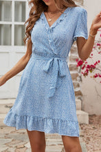 Load image into Gallery viewer, Leopard Print Tie Belt Puff Sleeve Dress