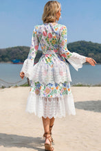 Load image into Gallery viewer, Floral V-Neck Layered Spliced Lace Dress