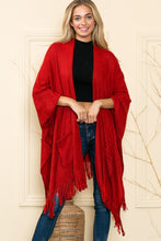 Load image into Gallery viewer, Justin Taylor Fringe Hem Open Front Knit Poncho