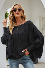 Load image into Gallery viewer, Openwork Boat Neck Dolman Sleeve Sweater