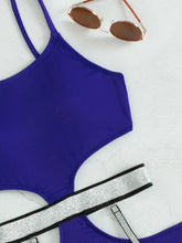 Load image into Gallery viewer, Glitter Cutout Spaghetti Strap One-Piece Swimsuit