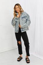 Load image into Gallery viewer, POL Time To Shine Twill Denim Fringe Jacket