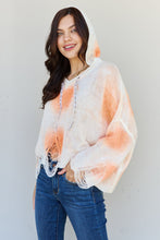Load image into Gallery viewer, POL Mix It Up Tie Dye Hooded Distressed Sweater in Ivory/Orange