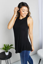 Load image into Gallery viewer, Zenana Full Size Round Neck Tunic Tank Top in Black