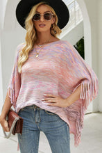 Load image into Gallery viewer, Heathered Boat Neck Fringed Poncho