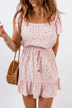 Load image into Gallery viewer, Floral Drawstring Waist Ruffle Hem Dress