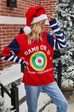Load image into Gallery viewer, Striped Graphic Knit Pullover with Pockets