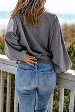 Load image into Gallery viewer, Quarter-Snap Collared Lantern Sleeve Sweatshirt