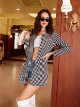 Load image into Gallery viewer, Houndstooth Open Front Longline Jacket