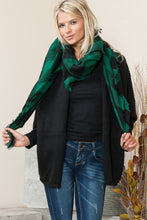 Load image into Gallery viewer, Justin Taylor Plaid Raw Hem Scarf in Green/Black