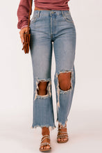 Load image into Gallery viewer, Distressed Frayed Hem Jeans with Pockets