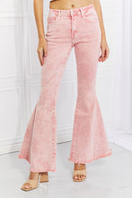 Load image into Gallery viewer, Color Theory Flip Side Fray Hem Bell Bottom Jeans in Pink