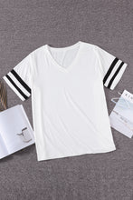 Load image into Gallery viewer, Plus Size Double-Striped Sleeve Tee