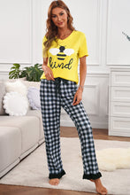 Load image into Gallery viewer, Graphic Tee and Plaid Pants Lounge Set