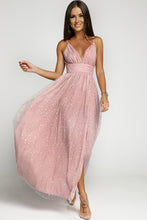 Load image into Gallery viewer, Sequin Split Spaghetti Strap Plunge Dress