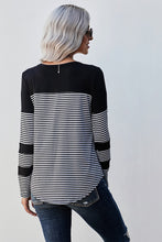 Load image into Gallery viewer, Striped Contrast Round Neck Long Sleeve Top