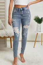 Load image into Gallery viewer, Judy Blue Destroyed Lace Patch Skinny Jeans | DIBS LACE