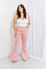Load image into Gallery viewer, Color Theory Flip Side Fray Hem Bell Bottom Jeans in Pink