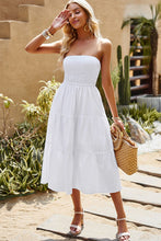 Load image into Gallery viewer, Smocked Strapless Tiered Midi Dress