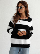 Load image into Gallery viewer, Striped Raglan Sleeve Ribbed Trim Knit Top