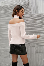 Load image into Gallery viewer, Cropped Halter Cold Shoulder Sweater