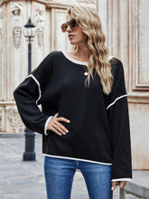 Load image into Gallery viewer, Dropped Shoulder Boat Neck Long Sleeve Sweater