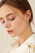 Load image into Gallery viewer, Moissanite 925 Sterling Silver Huggie Earrings with Chain