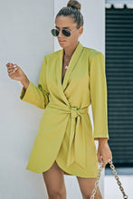 Load image into Gallery viewer, Belted Shawl Collar Blazer Dress